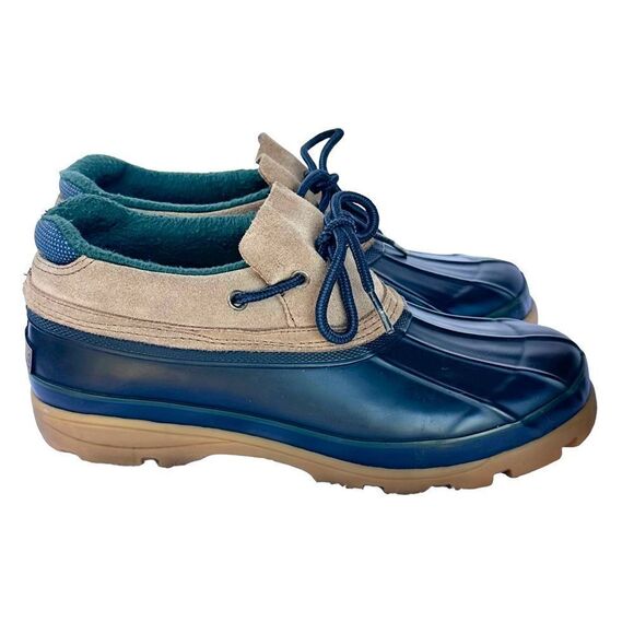 Towne by London Fog Martha duck topsider shoes, Sz 9M, blue, green & tan EUC - Picture 1 of 14